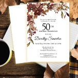 Burgundy Mauve Ivory Fall Blume 50. Geburtstag Einladung<br><div class="desc">Elegante bordeauxfarbene,  violette und elfenbeinfarbene Blume schaffen eine sehr hübsche Blumenstruktur. Beeren und Äste geben ihm ein modernes und rustikales Boho-Ambiente. Der Name des Geburtstagsfeiers ist in einem zeitlosen Script-Schriftart geschrieben. Dieser Artikel ist Teil der Sammlung Burgund,  Mauve und White Floral.</div>