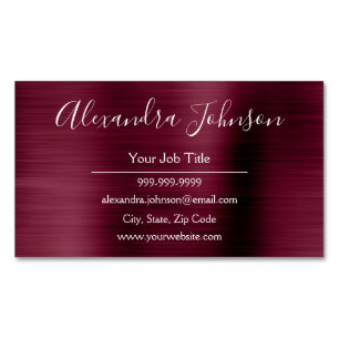 Burgundy Metallic Foil Modern und elegant Magnetische Visitenkarte