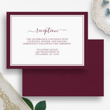 Burgundy Minimal Eleganter Script Empfang Hochzeit