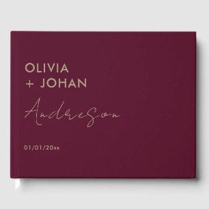 Burgundy Minimalistisch Wedding Gästebuch