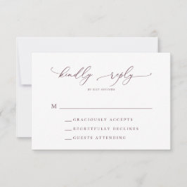 Burgundy Minimalistisch Wedding RSVP Card