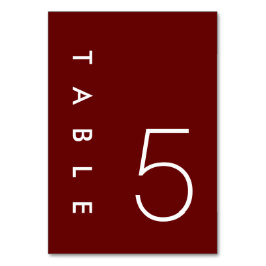 Burgundy Minimalistisch Wedding Tischnummern Card