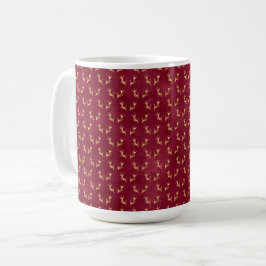 BURGUNDY MIT GOLD ANTLER HORNS KAFFEETASSE