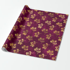 BURGUNDY MIT GOLD PARSLEY-BLÄTTER GESCHENKPAPIER