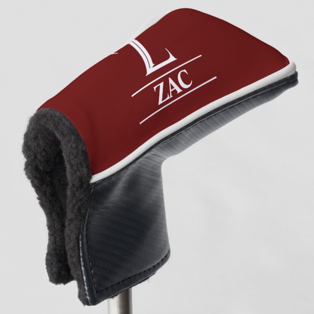 Burgundy Mit Monogramm Putter Golf Head Cover Headcover (3/4 Vorderseite)