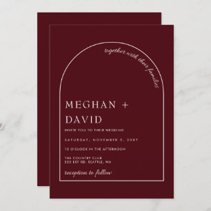 Burgundy Modern Arch Wedding Einladung