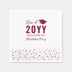 Burgundy Modern Confetti Graduation Party Serviette