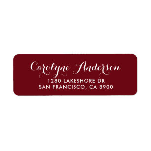 Burgundy Modern Script Typografy Wedding Address