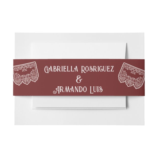Burgundy Modern Wedding Belly Band (Vorderseite Beispiel)