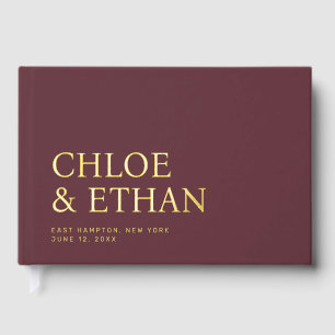 Burgundy Modern Wedding Foil Gästebuch