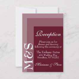 Burgundy Modern Wedding Reception Card Dankeskarte