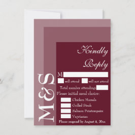 Burgundy Modern Wedding RSVP Card Dankeskarte