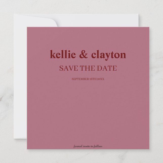 Burgundy Moderne Art Hochzeit speichern das Datum Save The Date (Vorderseite)
