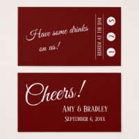 Burgundy Moderne Drink Ticketkarten mit 3 Pins