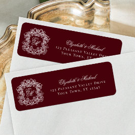Burgundy Monogram Wedding Crest Return Address