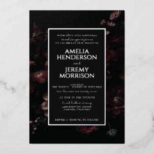 Burgundy Moody Floral Folieneinladung