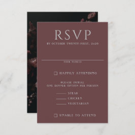 Burgundy Moody Floral RSVP Karte
