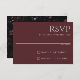 Burgundy Moody Floral RSVP Karte
