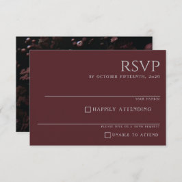 Burgundy Moody Floral RSVP Karte