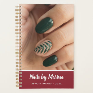 Burgundy Nail Technician Foto Ernennung Planer