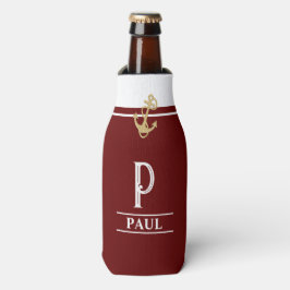 Burgundy Nautical Mit Monogramm Bottle Cooler Flaschenkühler