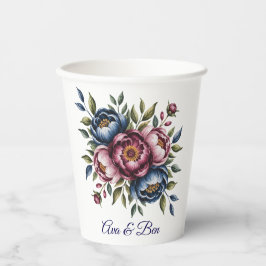 Burgundy Navy and Blush Peony Wedding Floral Pappbecher