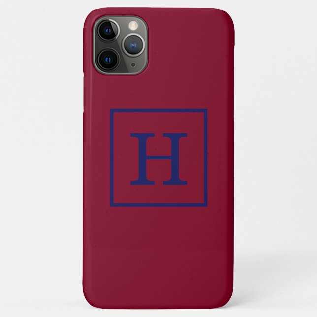 Burgundy Navy Blue Gerahmt Initial Monogram Case-Mate iPhone Hülle (Rückseite)