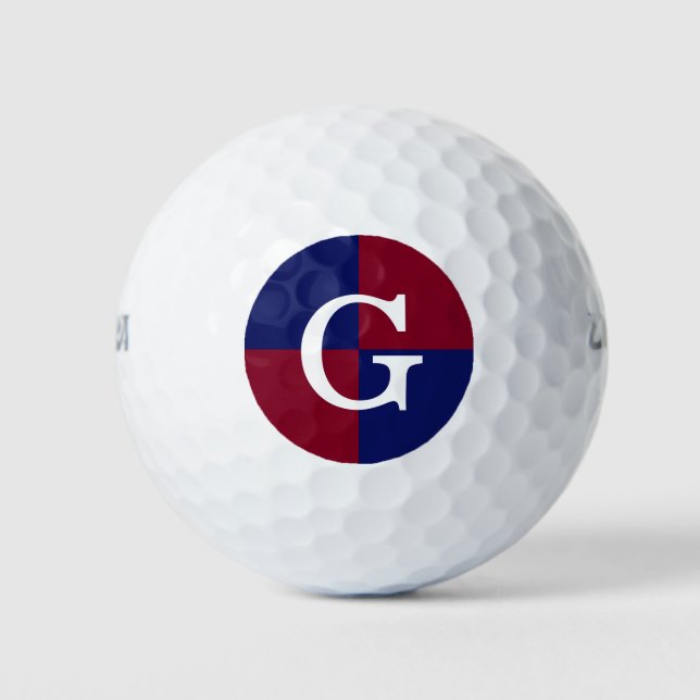 Burgundy Navy Blue LG Schachbrett Monogram Golfball (Vorderseite)
