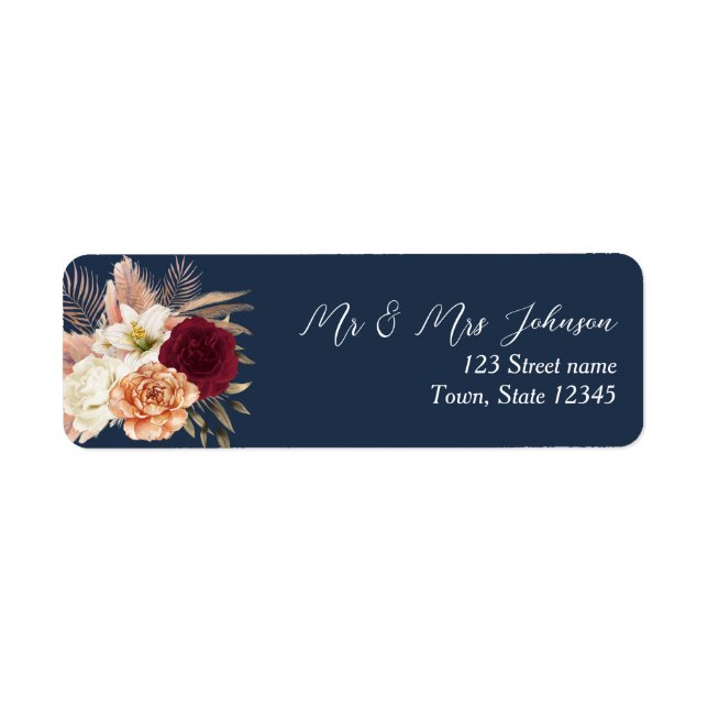 Burgundy Navy Blue Wedding Address (Vorne)