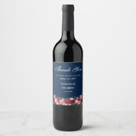 Burgundy Navy Blue Wedding Danke Weinlabel Weinetikett