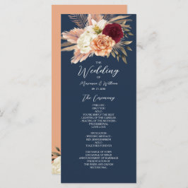 Burgundy Navy Blue Wedding Programm