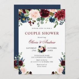 Burgundy Navy Blush Blume COUPLE SHOWER Einladung