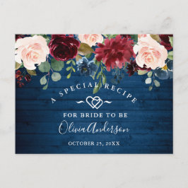Burgundy Navy Blush Brautparty Rezept Card Postkarte