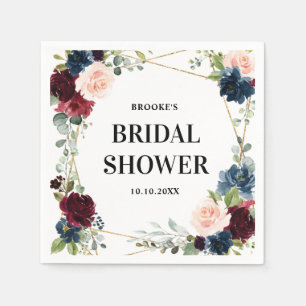 Burgundy Navy Blush Brautparty Serviette