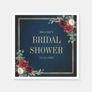 Burgundy Navy Blush Brautparty Serviette