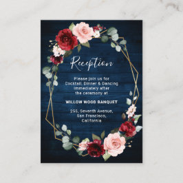 Burgundy Navy Blush Floral Geometric Wedding Begleitkarte