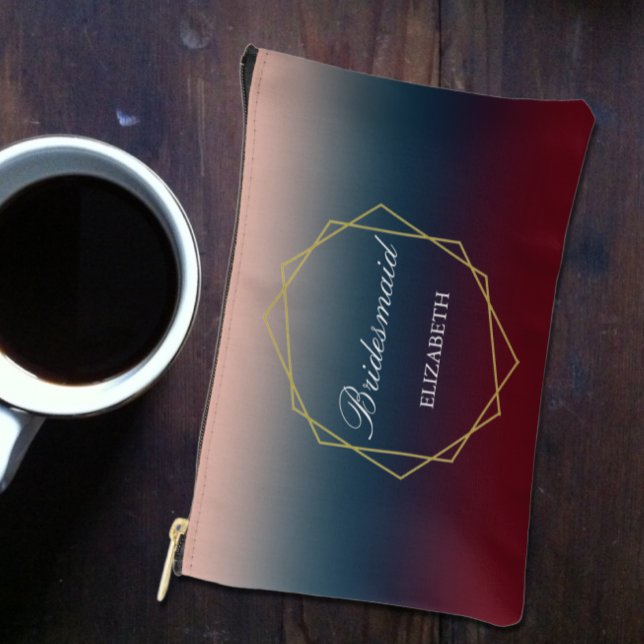 Burgundy Navy Blush Geometric Wedding Zubehörtasche (Von Creator hochgeladen)