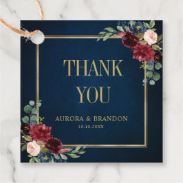 Burgundy Navy Blush Gold Geometric Vielen Dank Geschenkanhänger