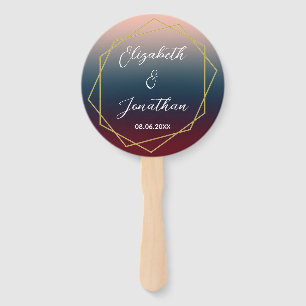 Burgundy Navy Blush Ombre Geometric Wedding Fächer