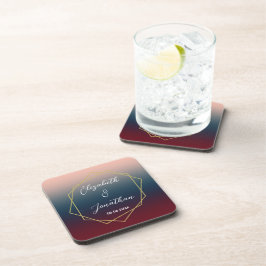 Burgundy Navy Blush Ombre Geometric Wedding Getränkeuntersetzer