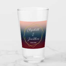 Burgundy Navy Blush Ombre Geometric Wedding Glas