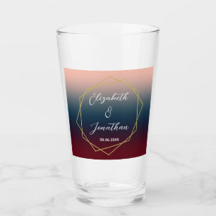 Burgundy Navy Blush Ombre Geometric Wedding Glas
