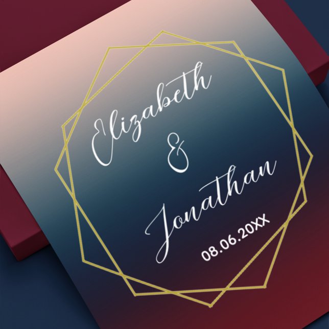 Burgundy Navy Blush Ombre Geometric Wedding Poster (Von Creator hochgeladen)