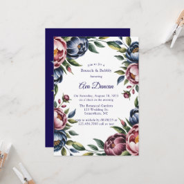 Burgundy Navy Blush Peony Brunch and Bubbly Einladung