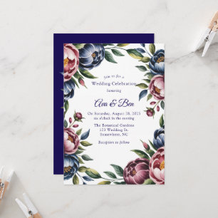Burgundy Navy Blush Peony Wedding Einladung