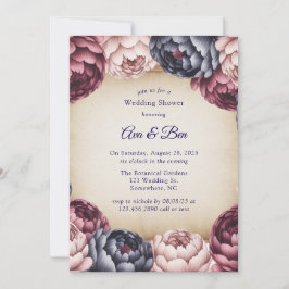 Burgundy Navy Blush Peony Wedding Shower Einladung