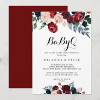 Burgundy Navy Floral BabyQ Baby Shower Barbecue