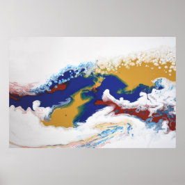 Burgundy Navy Fluid Marmor Akrylkkunst Abstrakt Poster