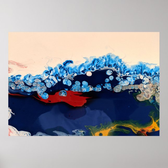 Burgundy Navy Fluid Marmor Akrylkkunst Abstrakt Poster (Vorne)