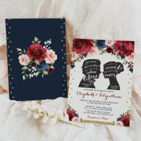 Burgundy Navy Gold Floral Jane Austen Wedding